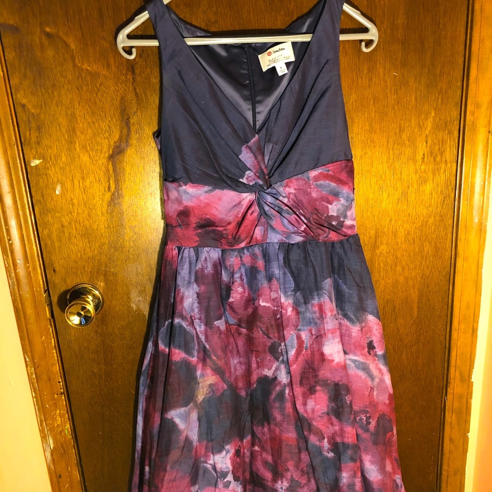 purple v-neck dress